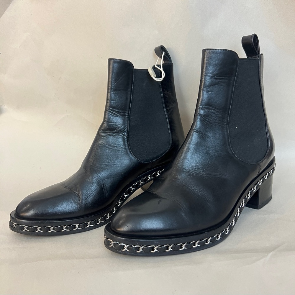 Chanel Black Leather Ankle Boots